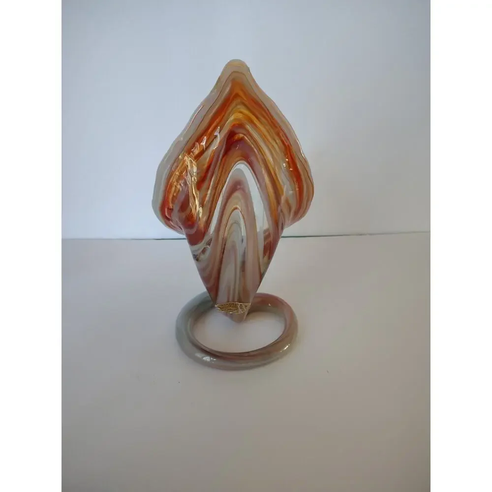 Spiro Jack in the Pulpit Trumpet Vase Calla Lily Vintage MCM Orange Coil Swirl